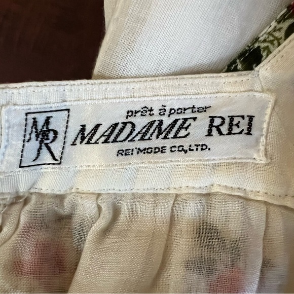 VINTAGE 1970s Madame Rei Floral Midi Button Front Shirt Dress Tie Waist Calico - Picture 9 of 14